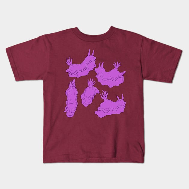 Purple Sea Slug Flat Pattern Kids T-Shirt by yodelbat